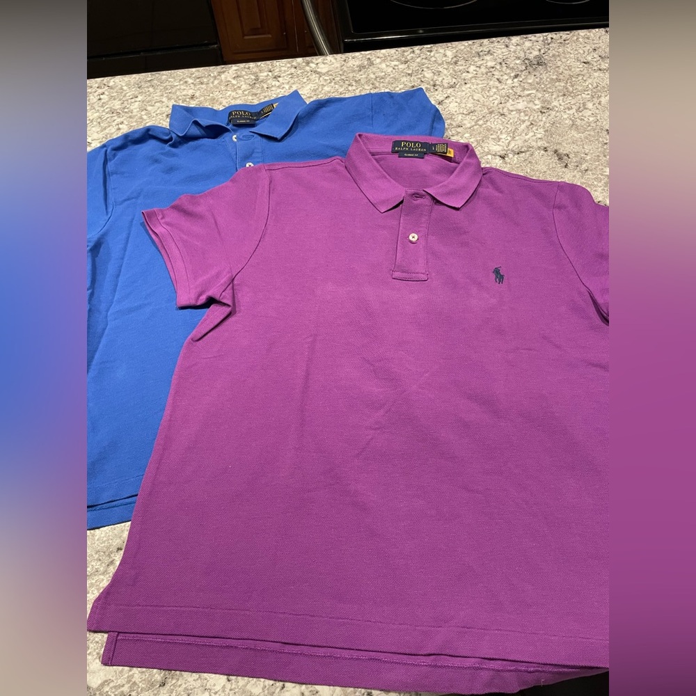 Ralph Lauren Classic Fit Polo in Purple and blue -2 size youth medium